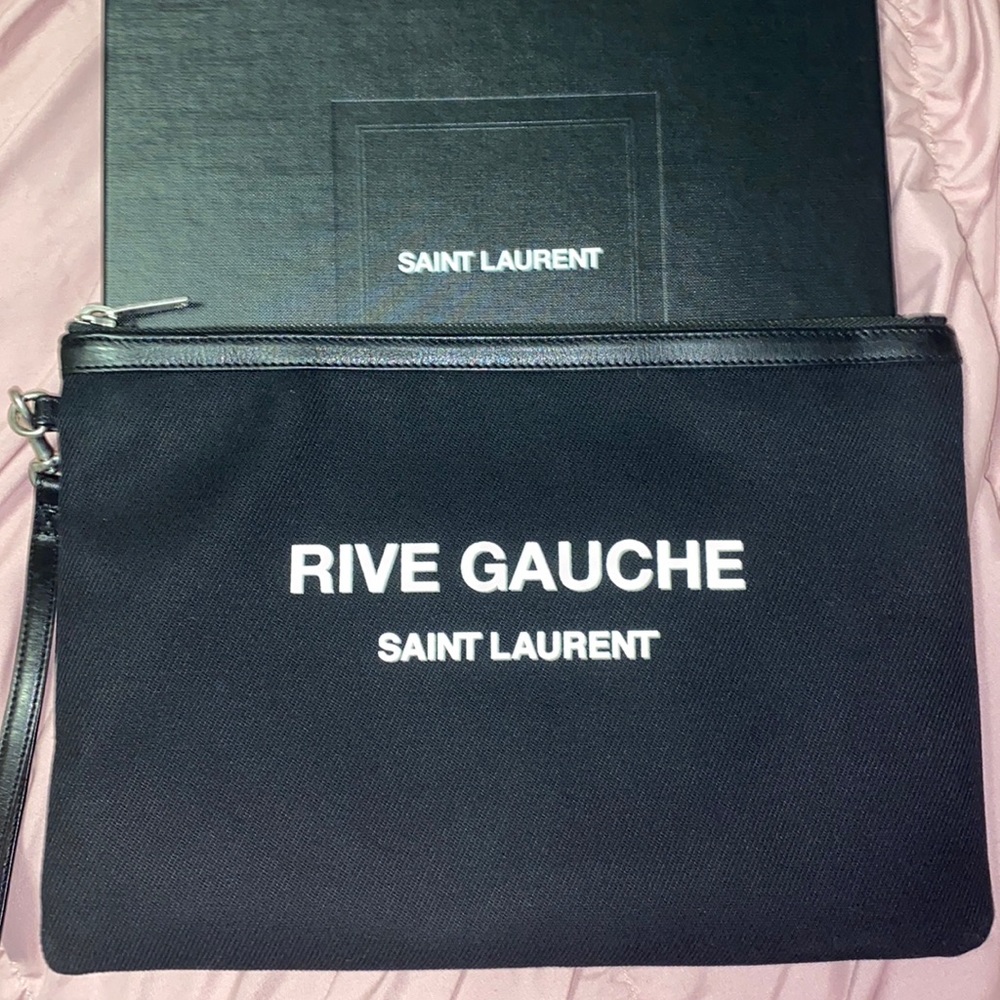 Authentic SAINT LAURENT Rive Gauche Cotton Wristlet